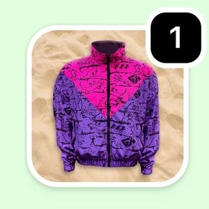 NWT Gecko purple and pink v windbreaker sz L